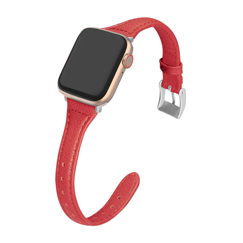 38/42/40/44mm Slim Leather Band Women Strap for Apple Watch Series8 7 6 5 4 3 SE