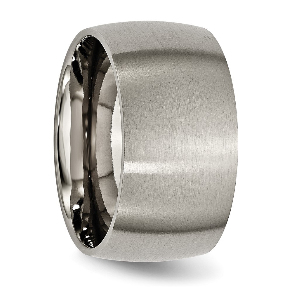 Titanium Brushed 12mm Half Round Wedding Band Ring Size 14
