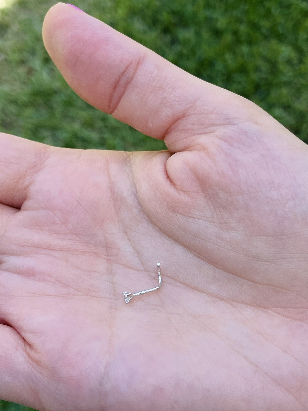 Gold Nose Ring Screw 22 Gauge 1.5mm-3mm Round Natural Diamond 14K White