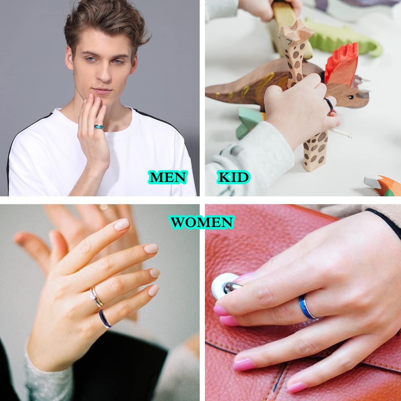 Stainless Steel Color Changing Mood Ring Temperature Rings For Women & Men USA