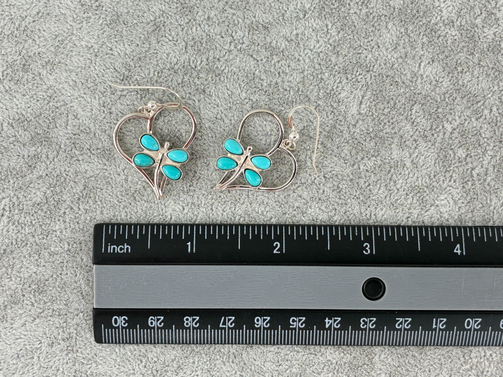 Rare Jay King DTR Turquoise Cabochon Dragonfly Dangle Earrings Sterling Silver
