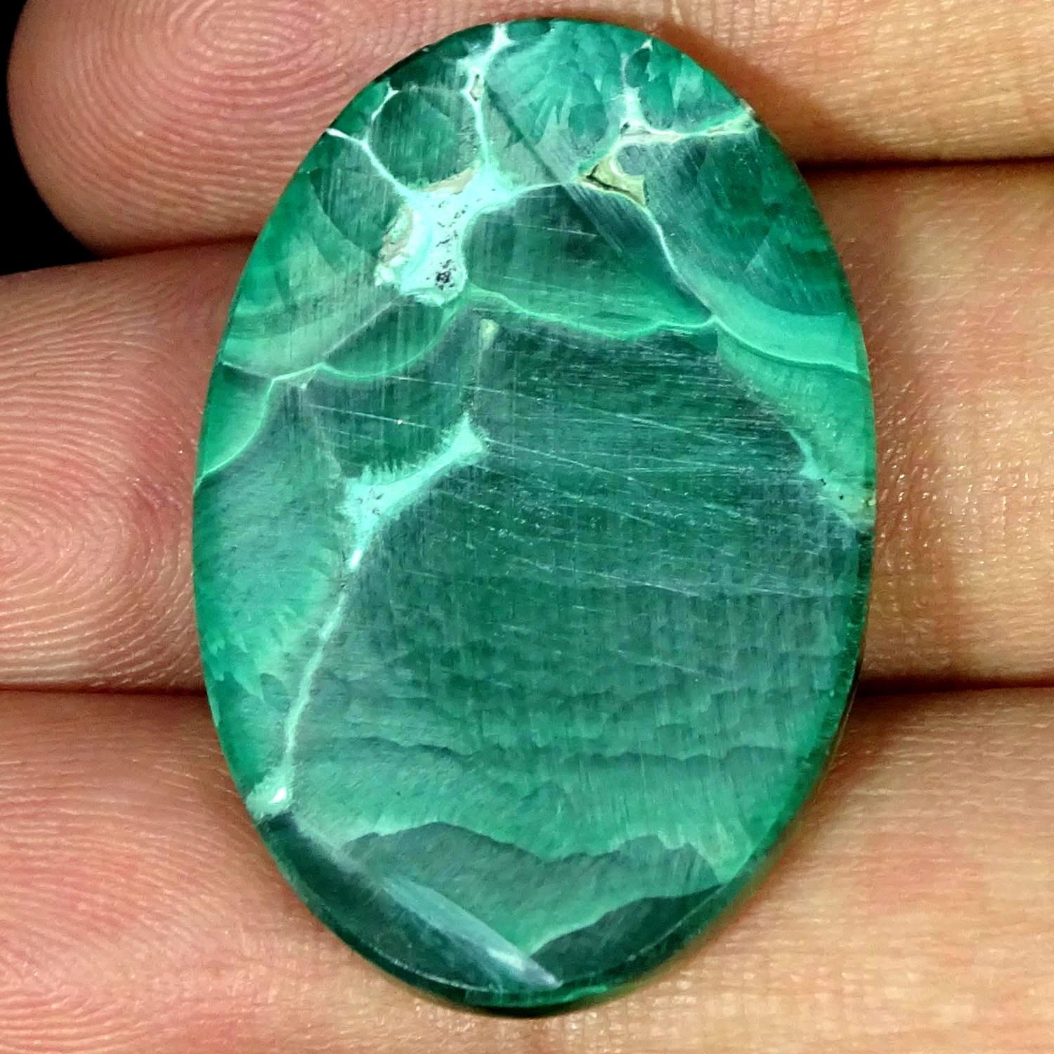 43.50Cts Natural Designer Malachite Oval Cabochon Gemstone 22X34X4MM