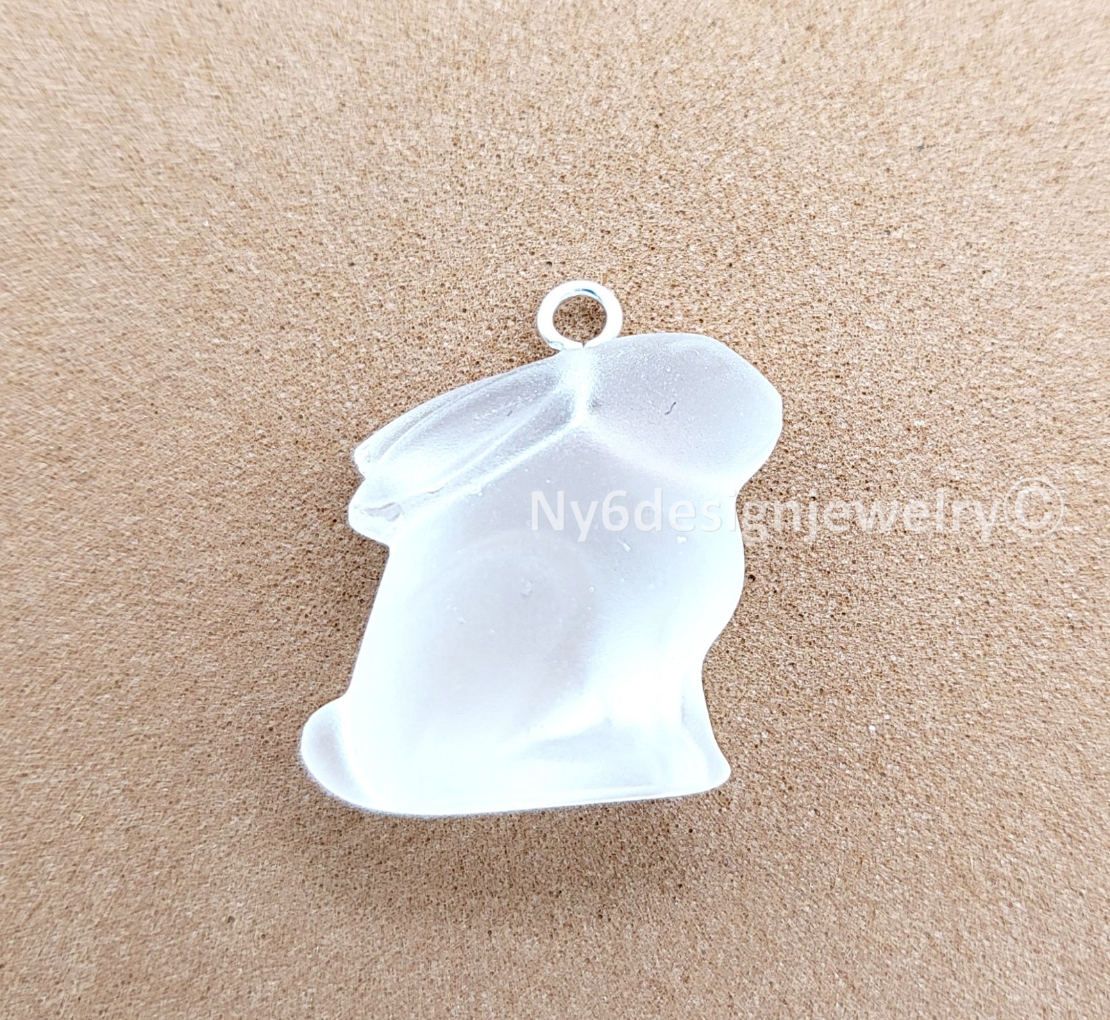 Swarovski Frosted Crystal Bunny Rabbit with Sterling Silver Ring Crystal Animal