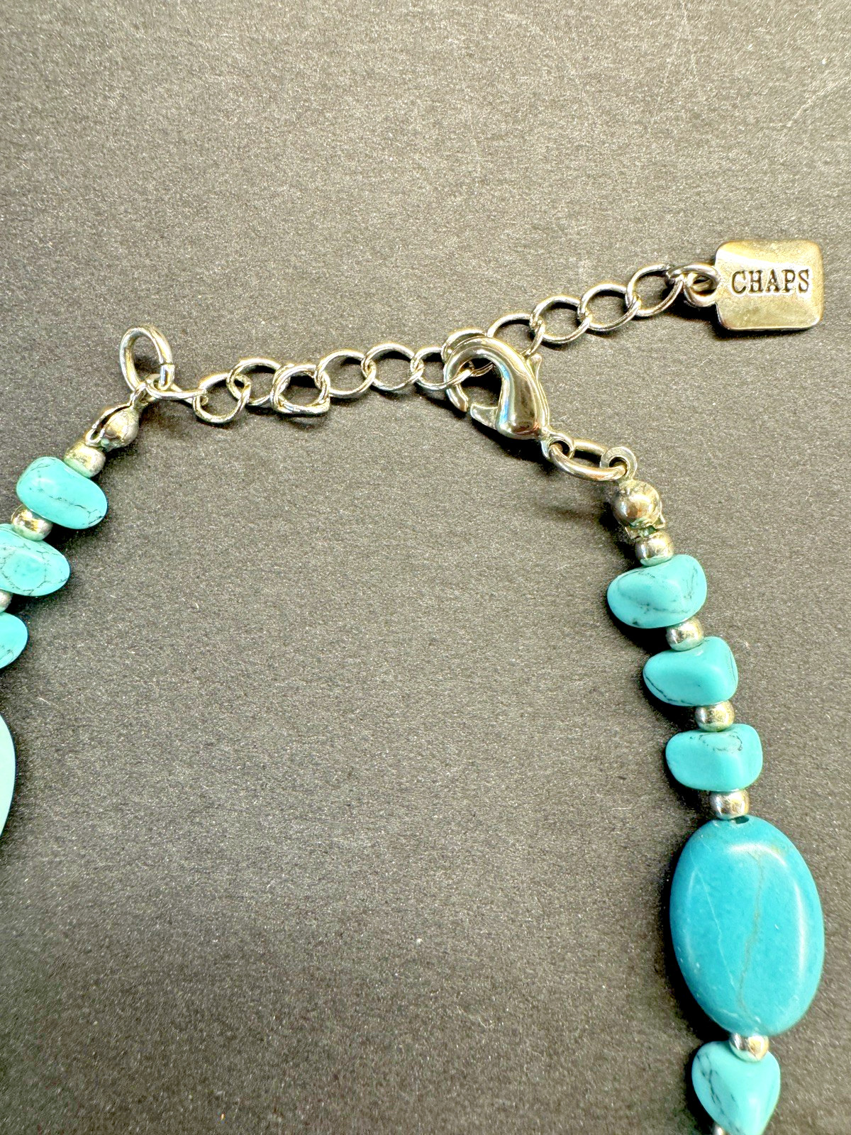 Chaps Southwestern-inspired Turquoise Blue Bead Necklace, Boho Chic Statement.