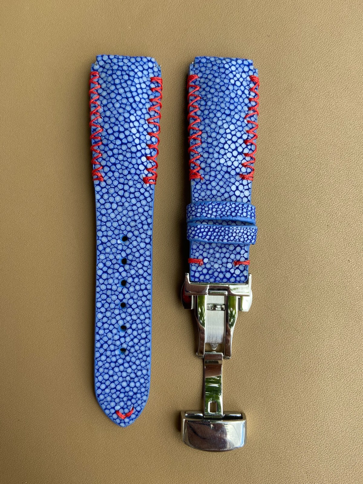 Blue Stingray Leather Watch Strap Band, Size 18mm 19mm 20mm 21mm 22mm 24mm 26mm