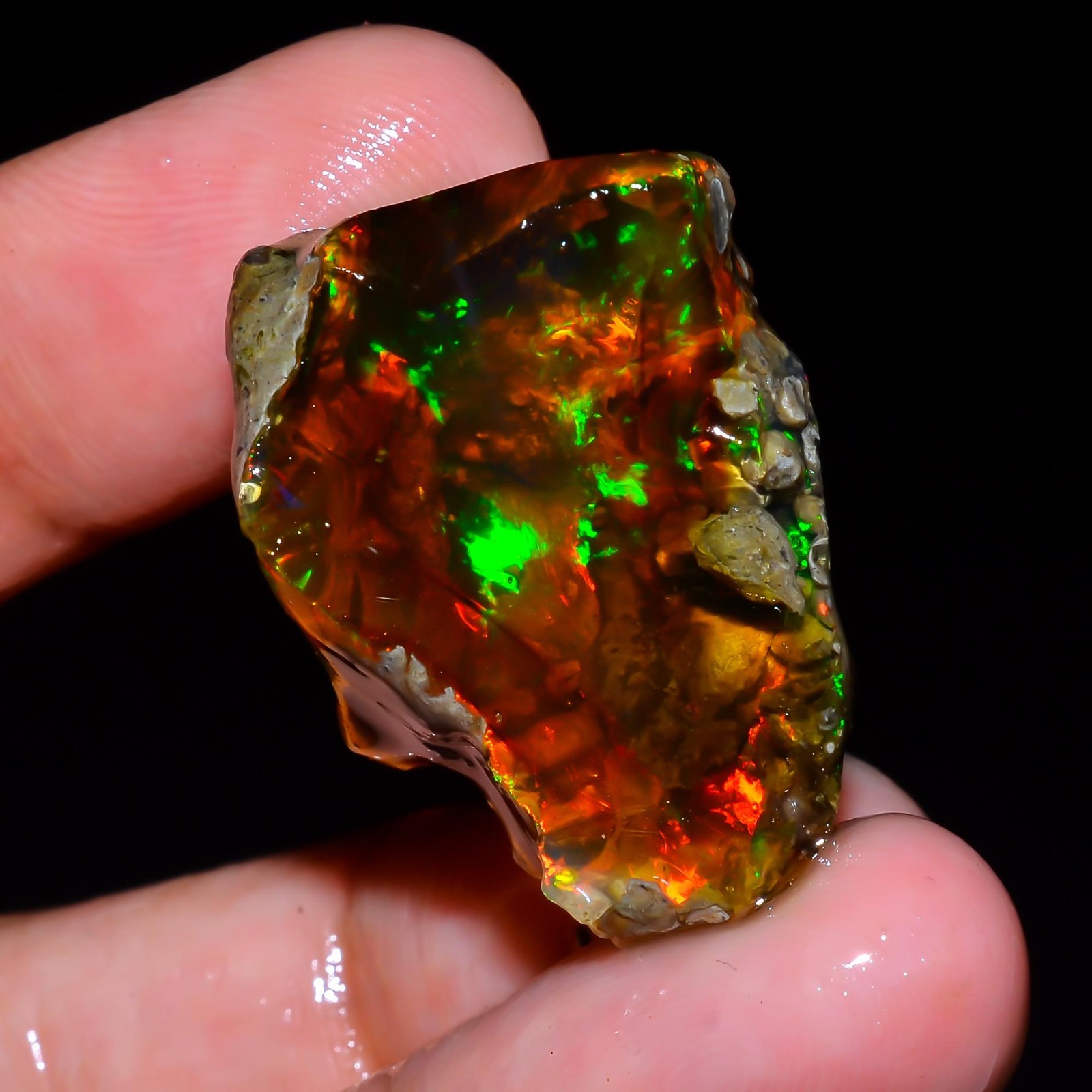 39 Carat Ethiopian Natural Fire Opal Rough Certified Gemstone Untreated Opal