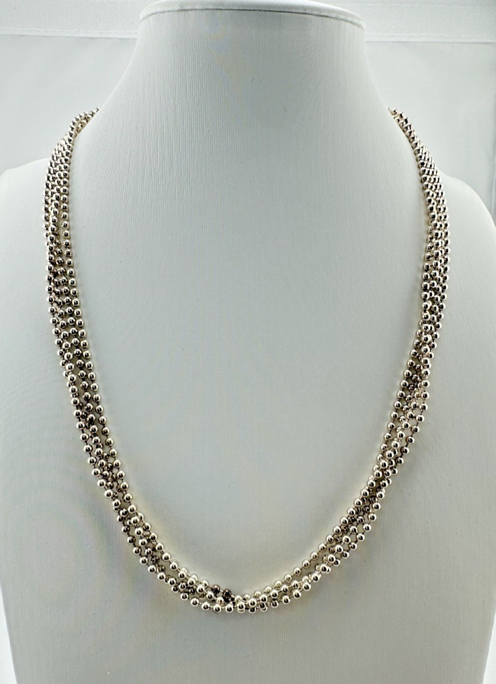 Vintage Milor Italian Multi-Strand Beaded Sterling Silver Necklace 18″