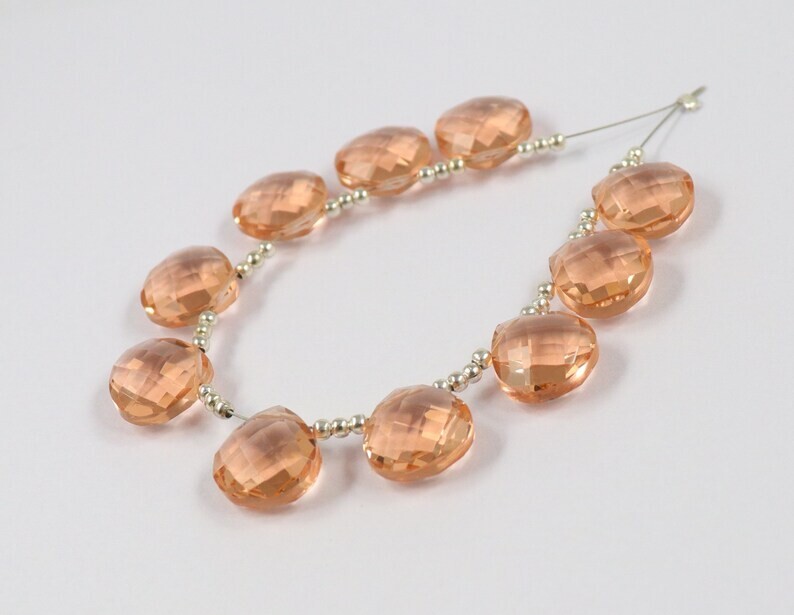 10 Pcs Hydro Moganite Peach Quartz Briolette Beads Heart Faceted Jewelry Making