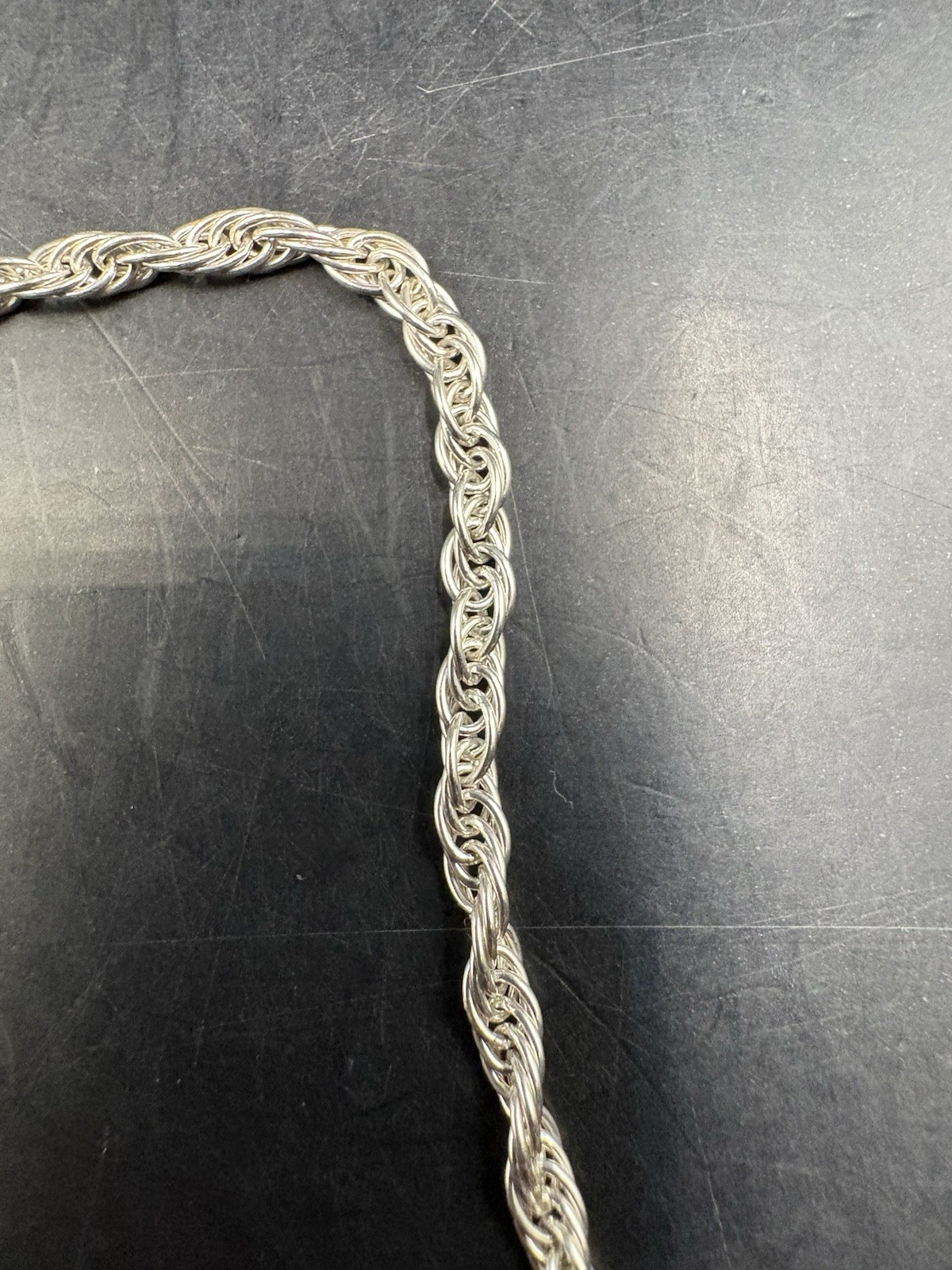 VTG 16” Sterling Silver 1990s Italy Rope Twist Link Chain Necklace Estate 925