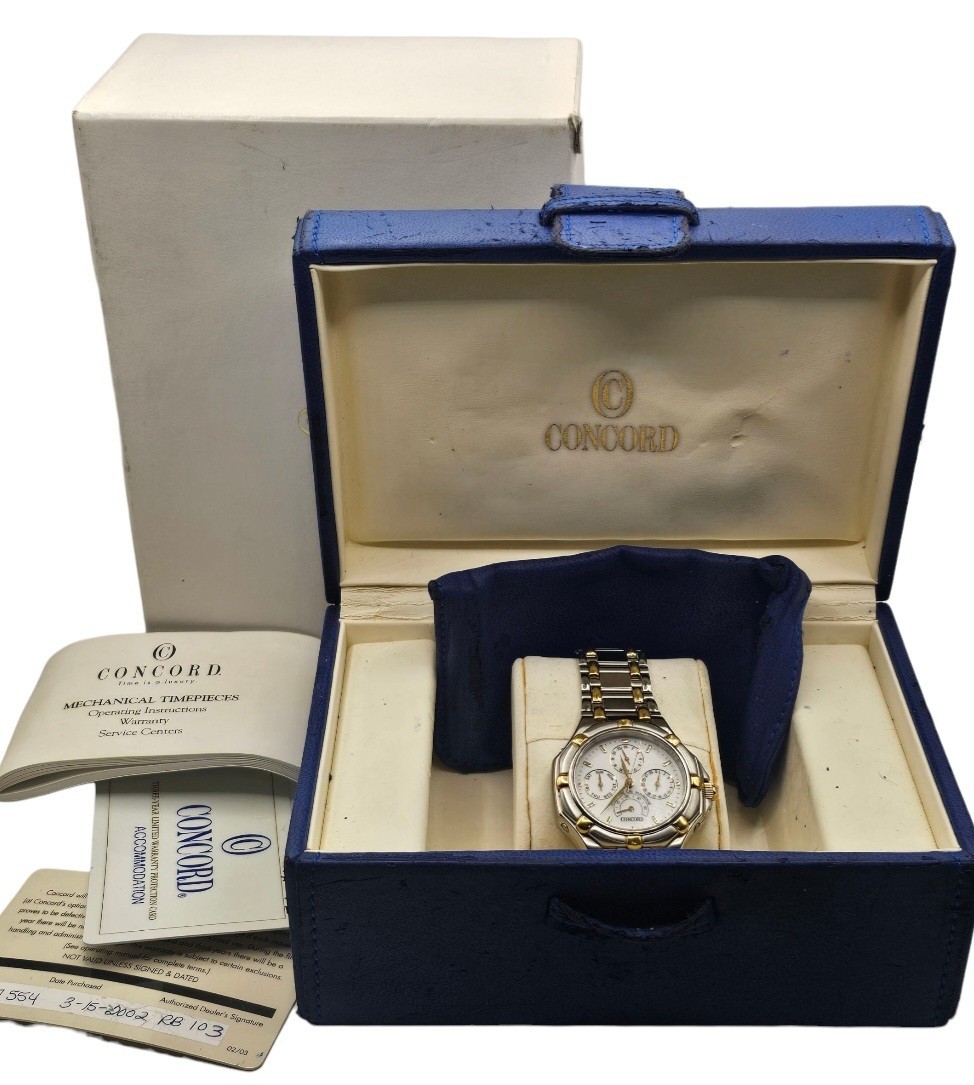 Concord Saratoga Men’s Automatic Watch Working Condition White Face With…