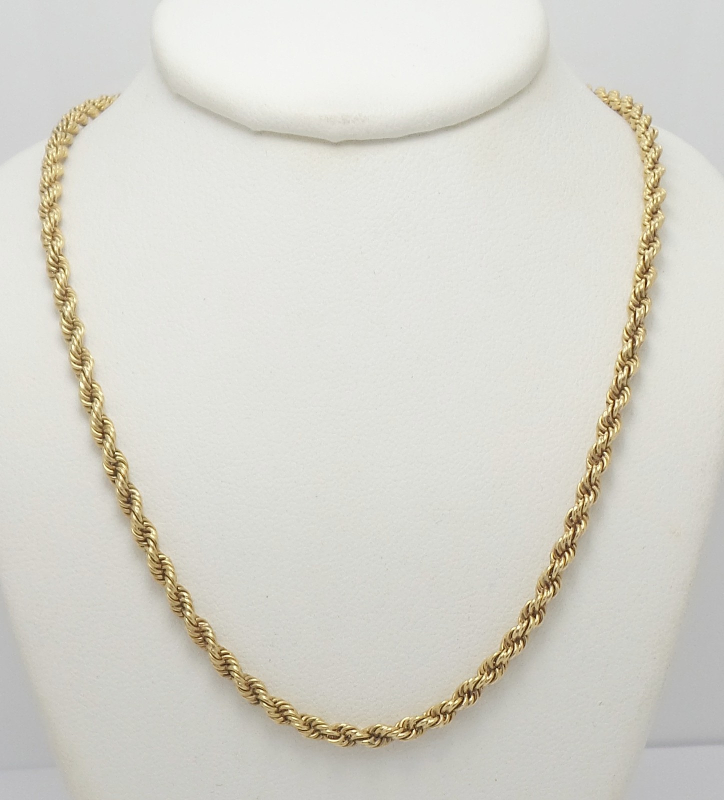 Estate 18K Yellow Gold 20″ Rope Chain Necklace 20 Grams – 3 MM Wide