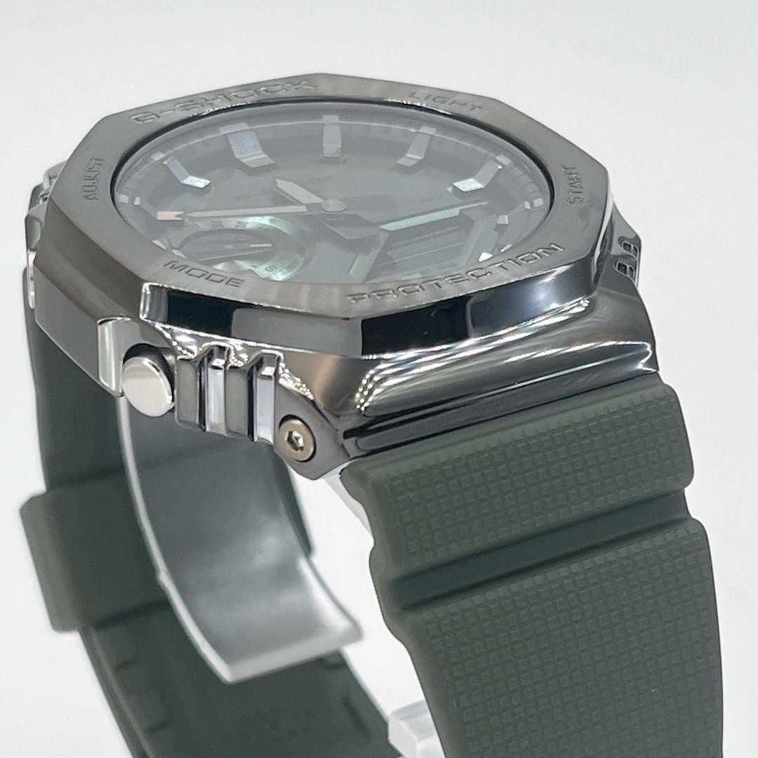 Excellent Condition New Battery G SHOCK GM 2100B Green Casioak Wristwatch