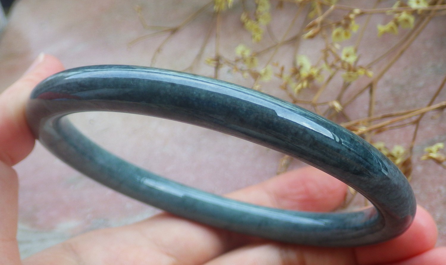 Video Certified Natural A JADE JADEITE Circle Bangle Bracelet 69 mm 131740 VS