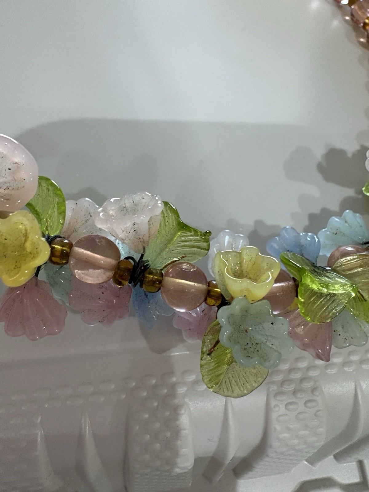 Vintage Italian Venitian Flower Necklace Pink Color