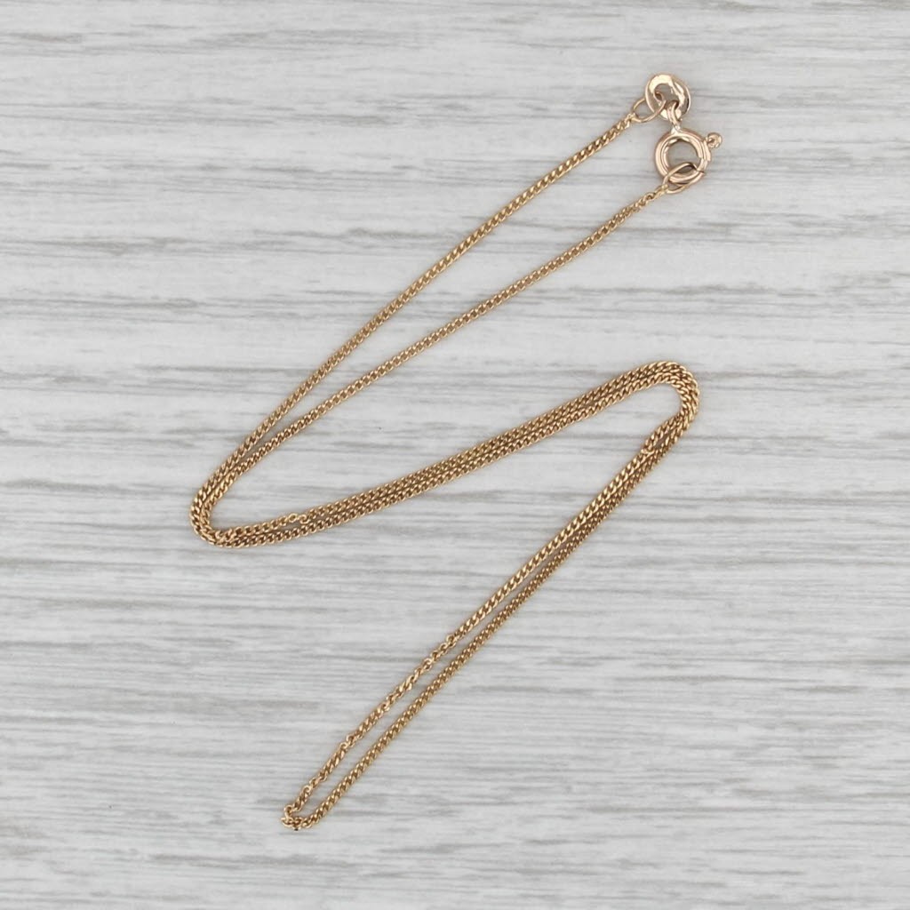 Curb Chain Necklace 10k Yellow Gold 13.5″ 1mm