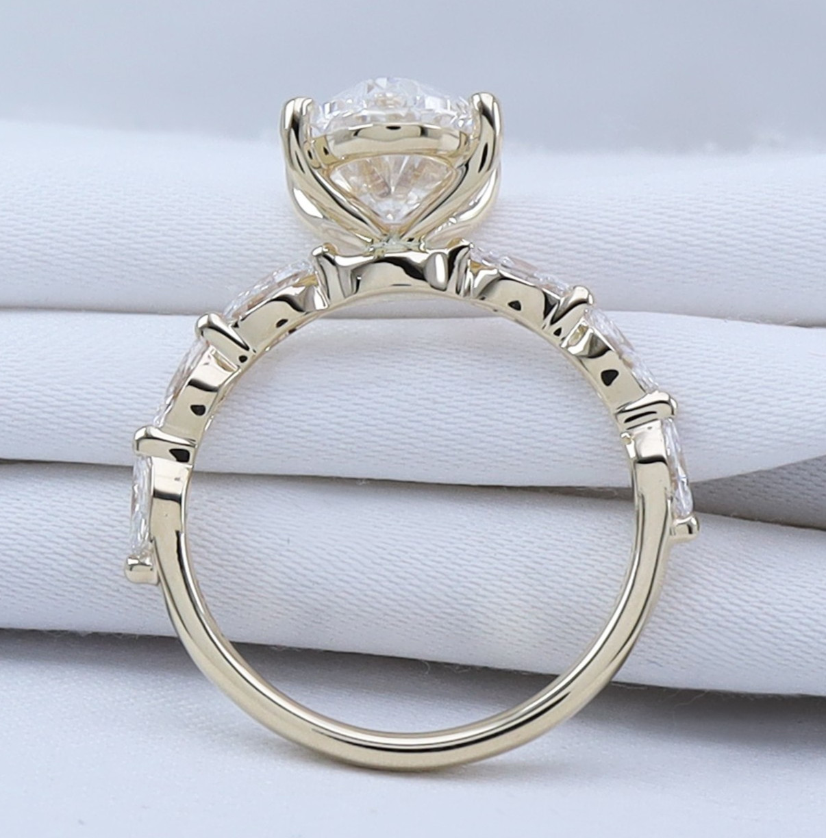 2.40 Ct Lab Grown Diamond Solitaire Engagement Ring 14K YG Oval & Marquise Cut