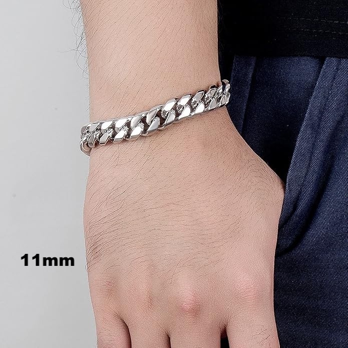 Real Miami Cuban Link Chain Or Bracelet Solid 925 Sterling Silver Box Lock ITALY