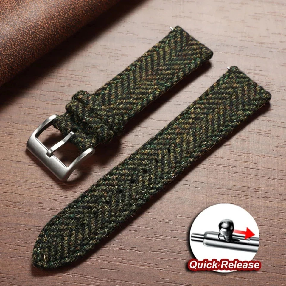Quick Release Woven Leather Watch Band Nylon Strap 18mm 20mm 22mm