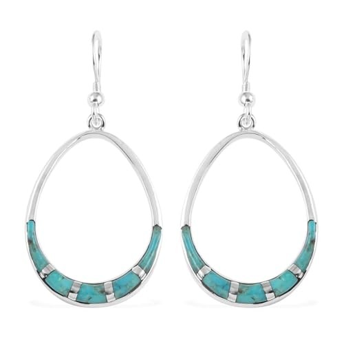 Turquoise Dangle Earrings in Sterling Silver 0.70 ctw