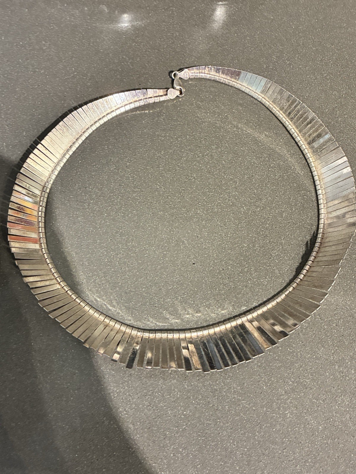 VINTAGE 925 STERLING SILVER CLEOPATRA FRINGE COLLAR NECKLACE ITALY 16” 40g