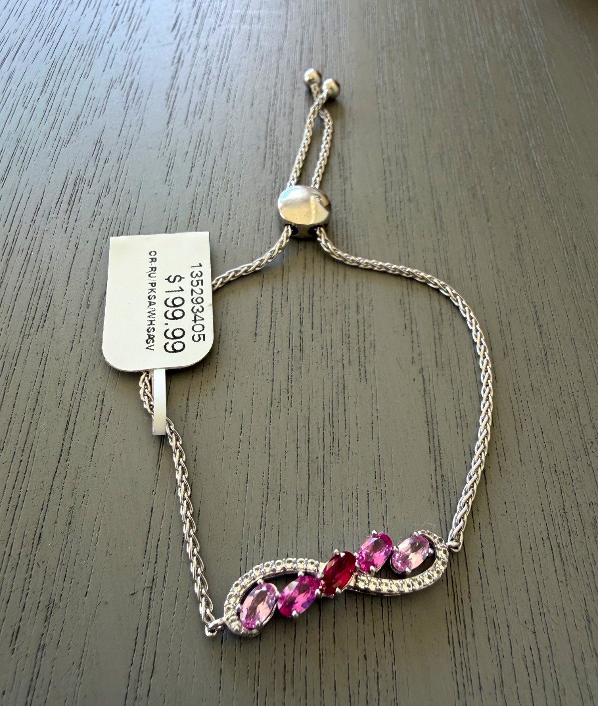 Kay Jewelers 925 Sterling Silver Bolo Bracelet Lab Ruby Sapphire