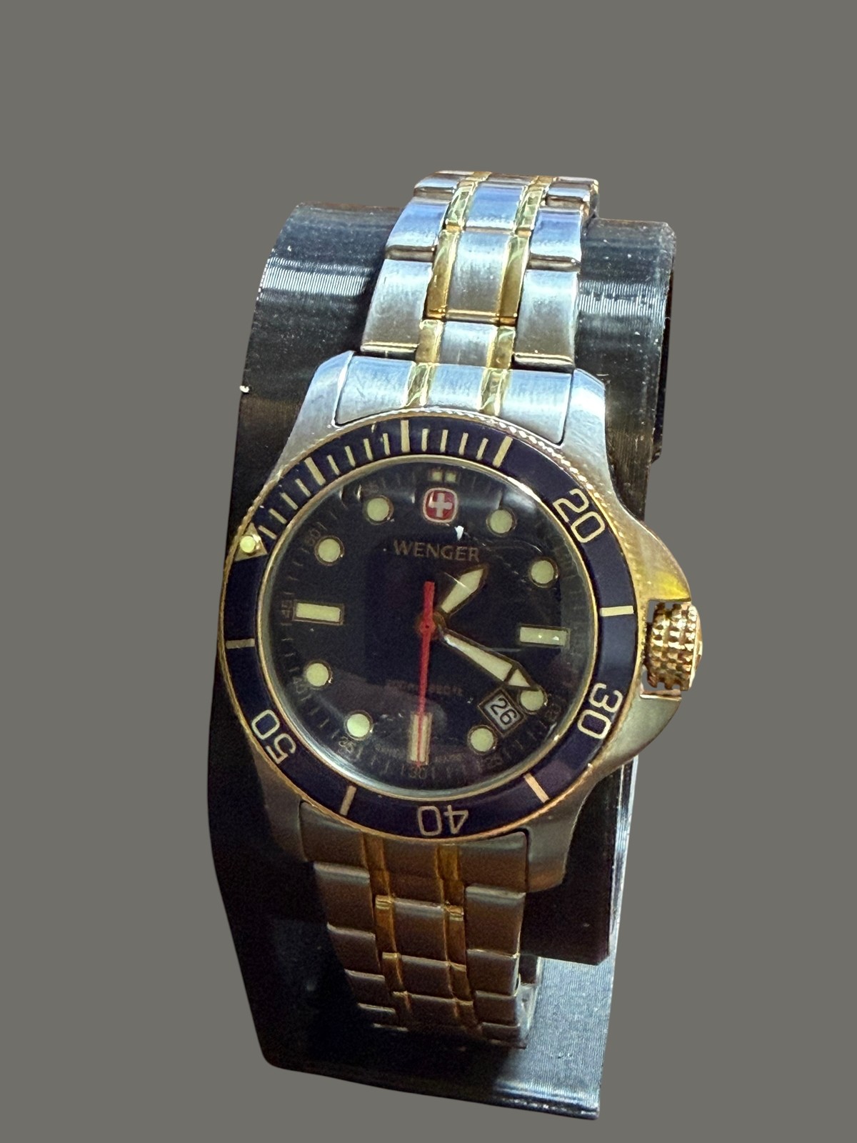 Wenger Men’s Diver Watch 7233X/T Two-Tone Blue Bezel Date 200M Swiss Made