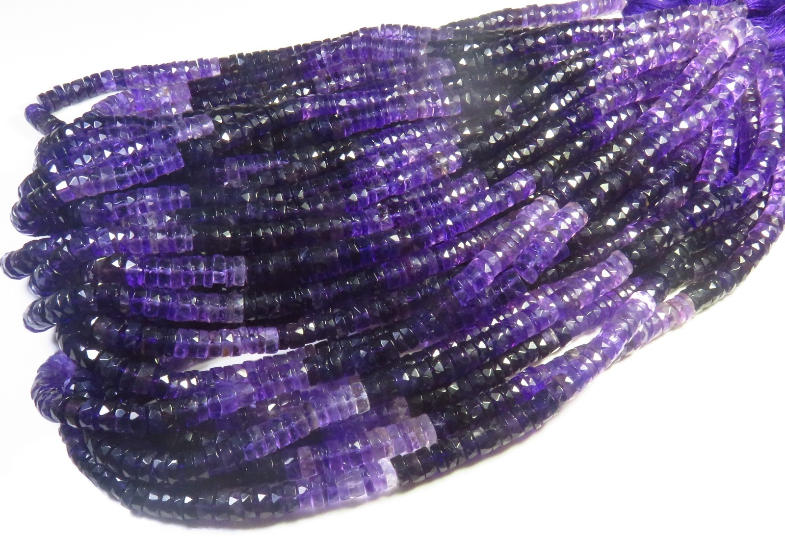 Purple Amethyst Shaded Gemstone 16″ Inch Natural Multi Heishi Faceted Beads 7 mm