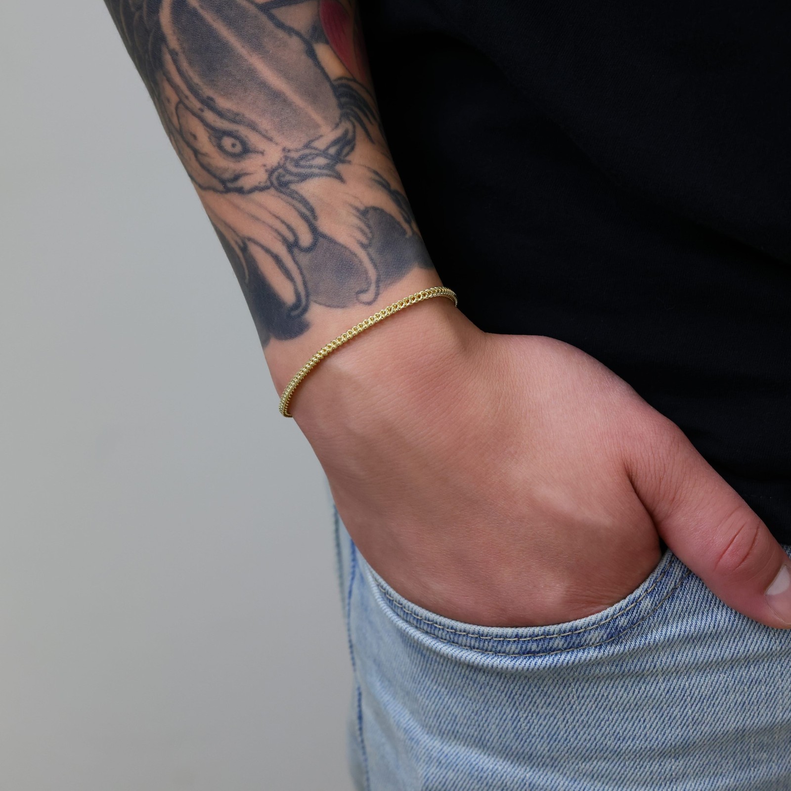 14k Yellow Gold 2.5mm Franco Box Bracelet Chain Mens Womens 7″ 7.5″ 8″ 8.5″ 9″