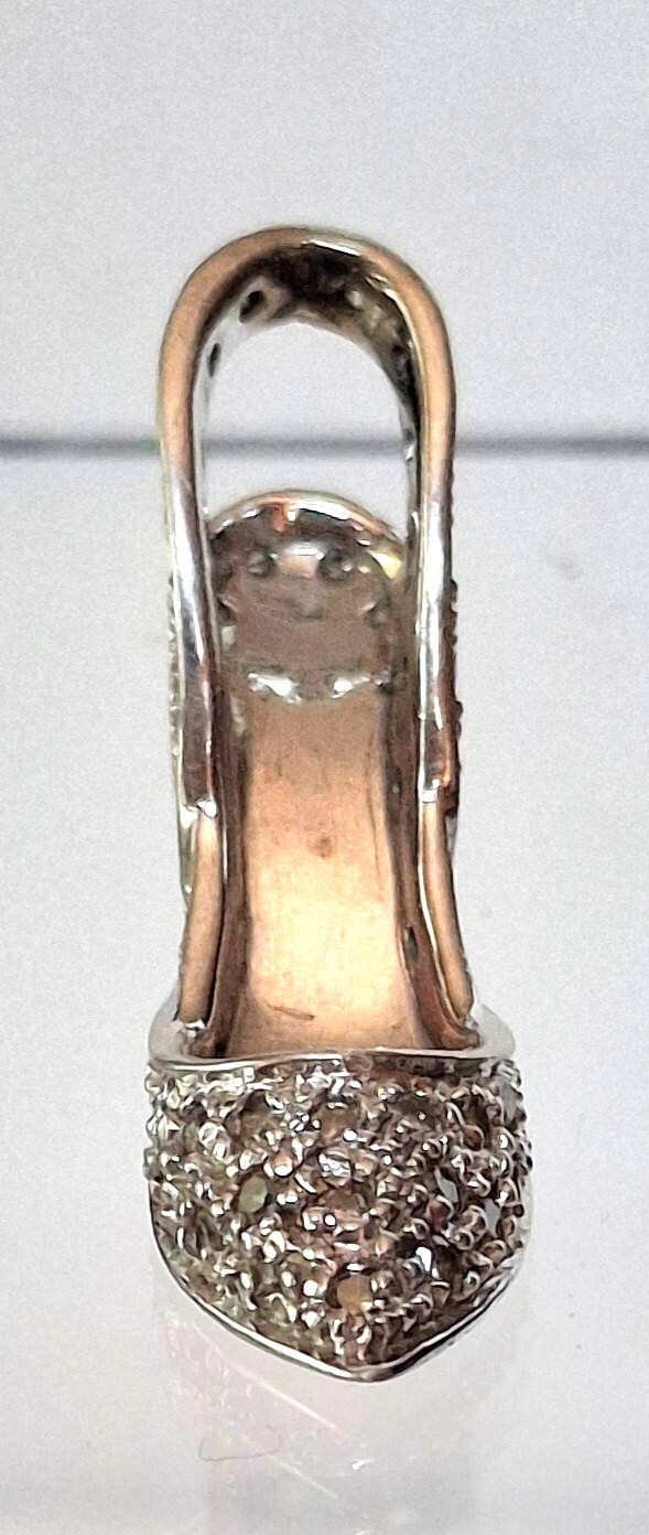 14K WHITE GOLD 0.2 CARAT DIAMOND HIGH HILL SHOE PENDANT