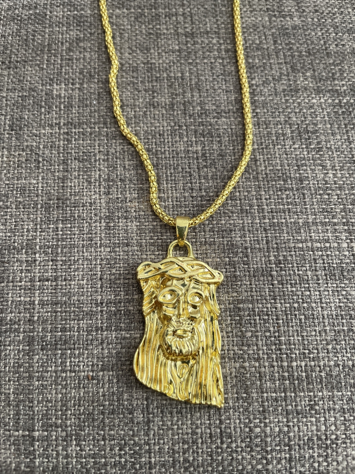 Gold Jesus Piece Pendant 30″ Link Chain Necklace GOD Head Fashion Jewelry