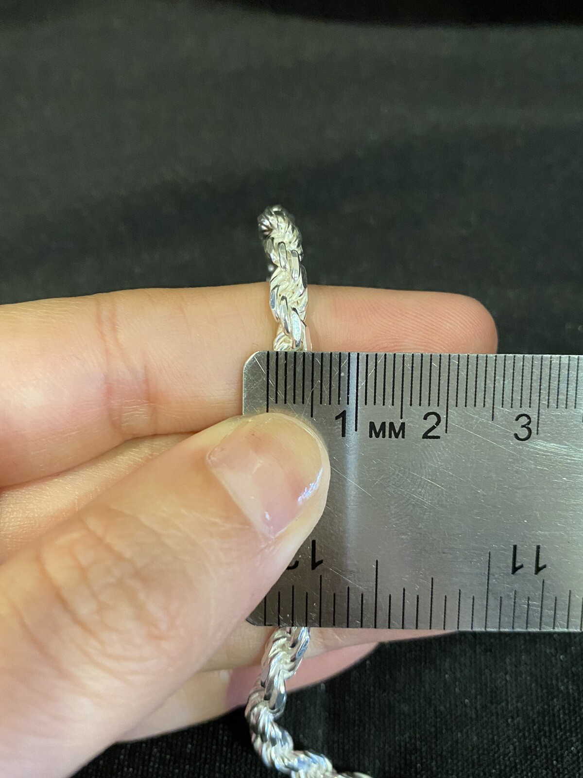 .925 Sterling Silver Men’s Womens Twisted Rope Chain Long Bracelet 9.5 inches