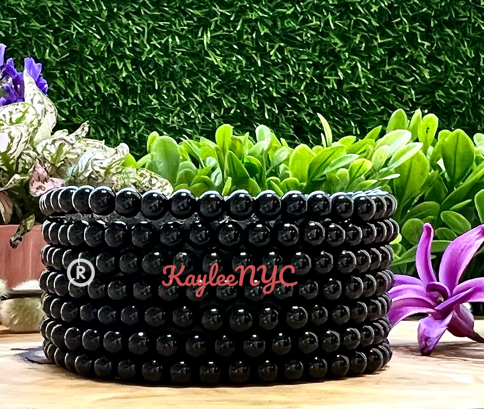 Wholesale Lot 6 Pcs Natural Black Tourmaline 4mm 7.5” Crystal Stretch Bracelet