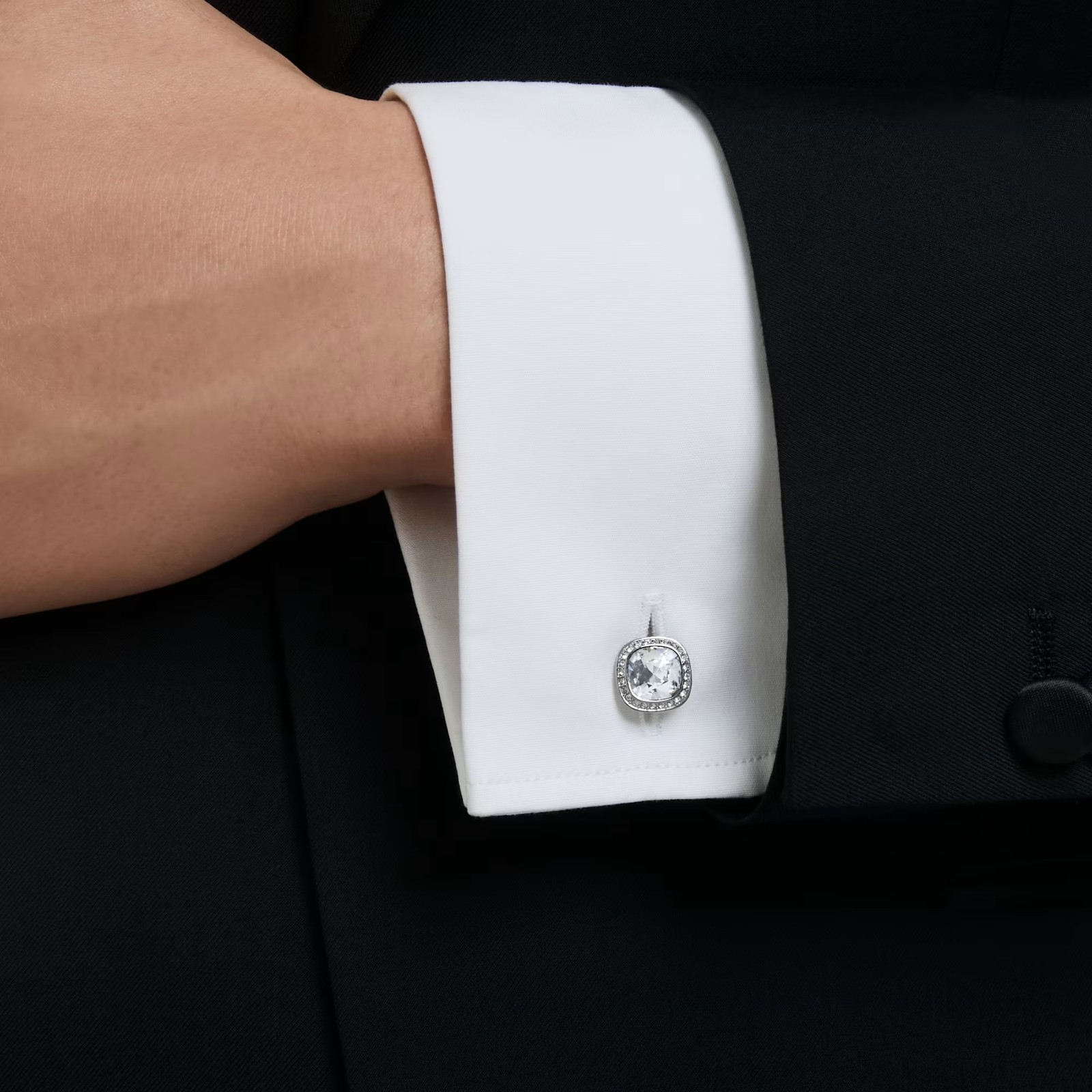 Swarovski Una Angelic Cufflinks, Cushion Cut, White, Ruthenium Plated 5753937
