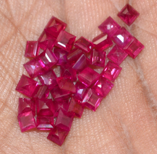 3×3 mm Natural Ruby Square Cut Lot 25 Pcs Calibrated Faceted Loose Gemstones