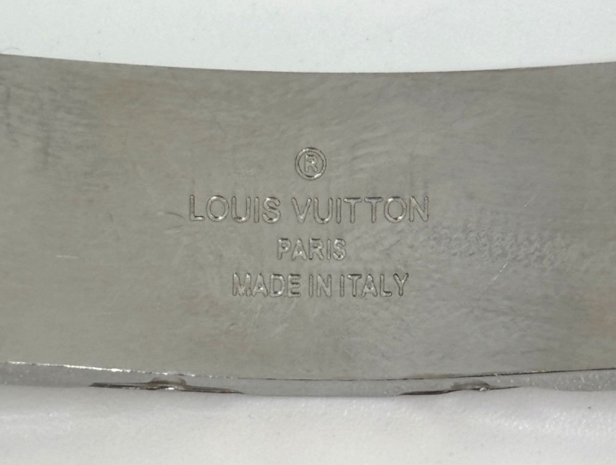 Authentic LOUIS VUITTON Silver Tone MONOGRAM CHAIN BRACELET M62486 w/ LV Box