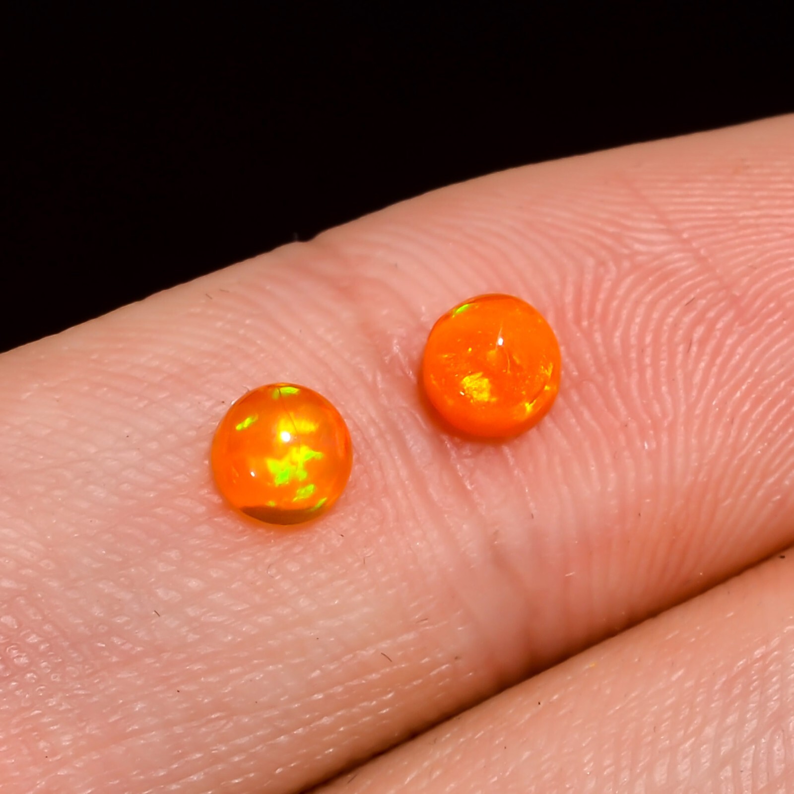 Orange Ethiopian Opal Round Cabochon Loose Gemstone Pair 0.4 Ct. 4X4X3 mm A-5220