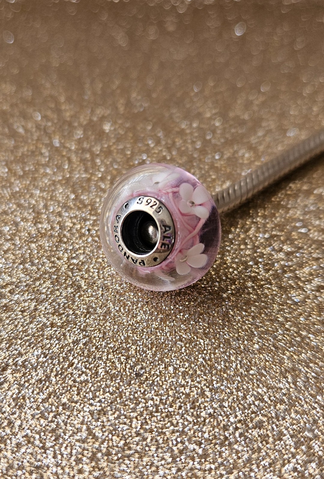 Authentic Pandora Pink Field Of Flowers Murano Charm