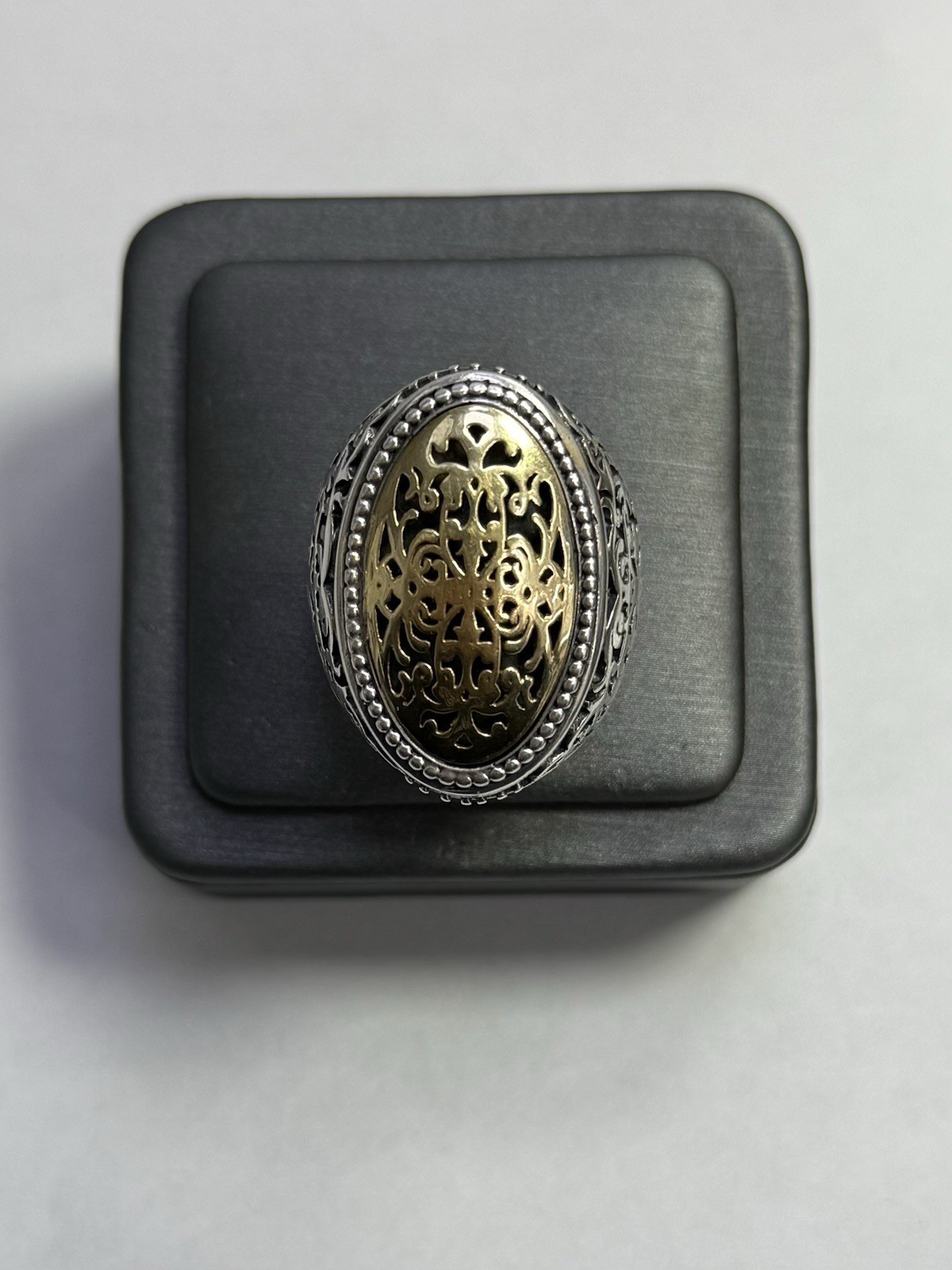 RCI Sterling Silver & 18k Yellow Gold Turkish Filigree Ring