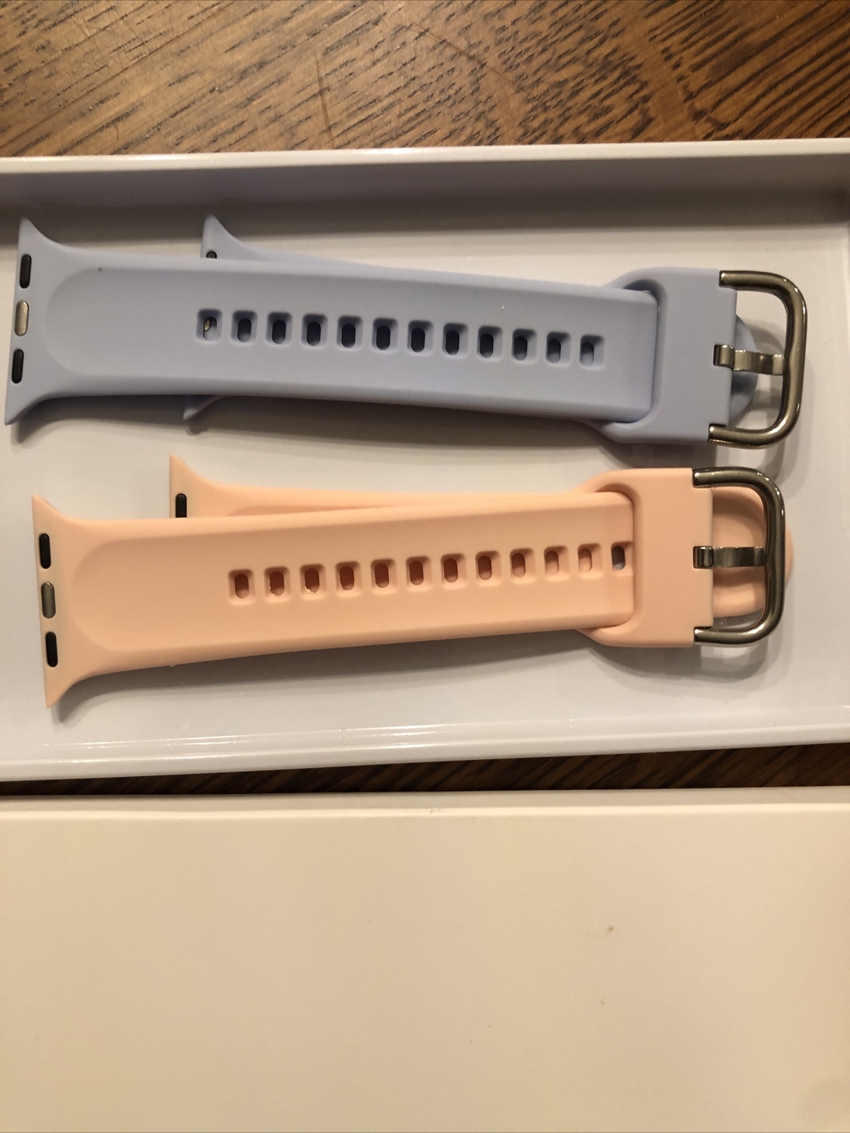 Replacement Silicone Bands For Apple iWatch Sport 38mm Pink Sand/Light Blue NIB