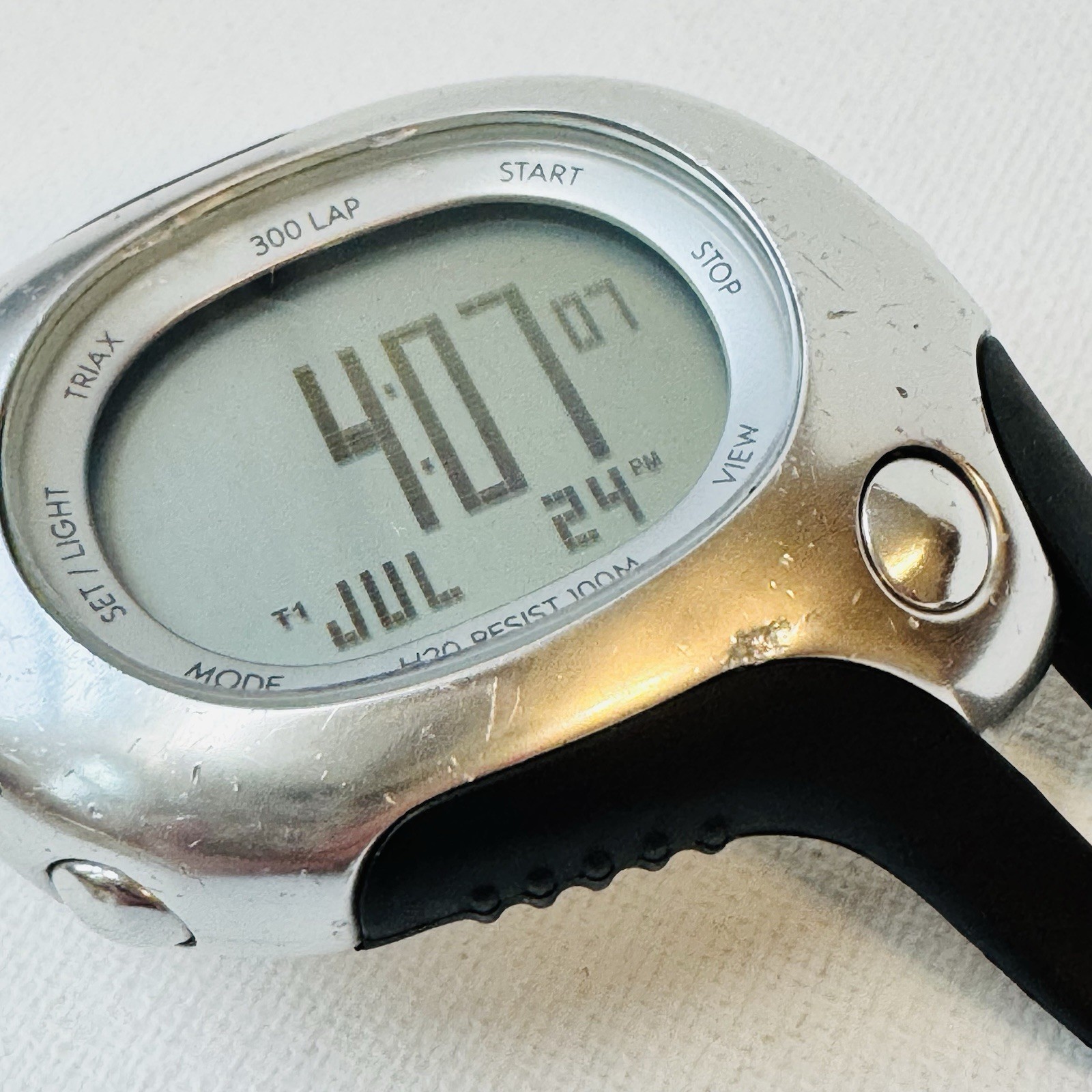 Vintage Nike Triax Speed 300 Lap Men’s Digital Watch Silver Black WR0101