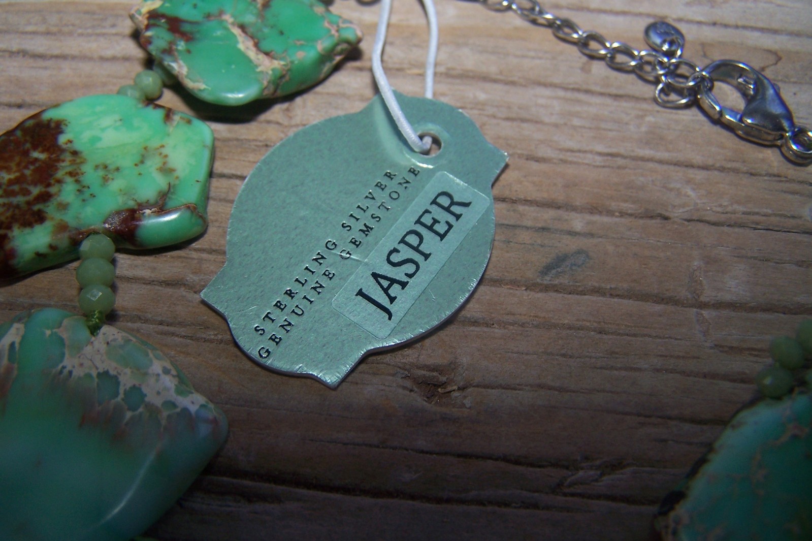 NWT LUC Lucas Lameth Sterling Silver Light Apple Green Jasper Slab Necklace