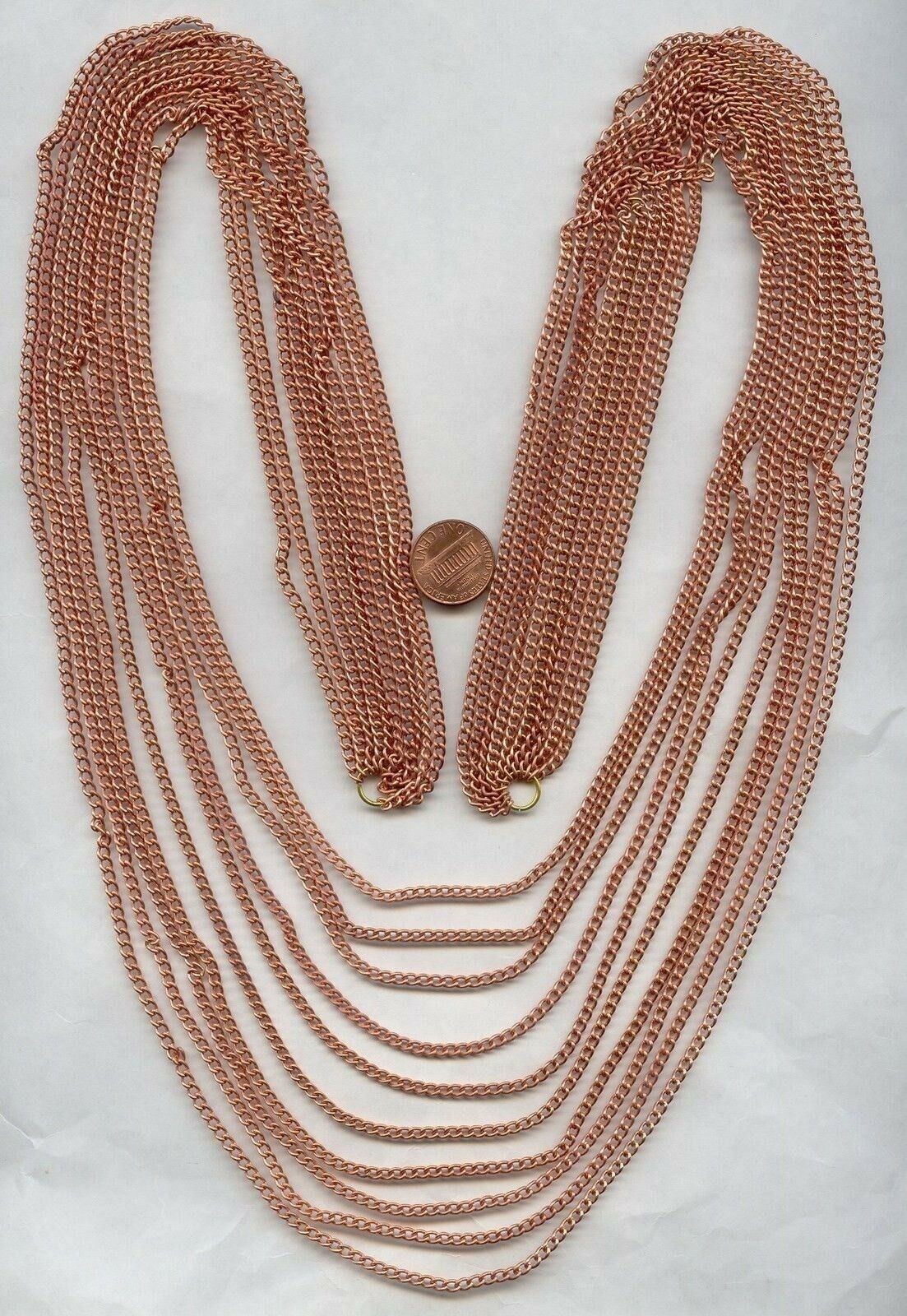 VINTAGE COPPER COATED GRADUATED 10 STRAND 32” JUMP RINGED CHAIN BIB SECTION N67