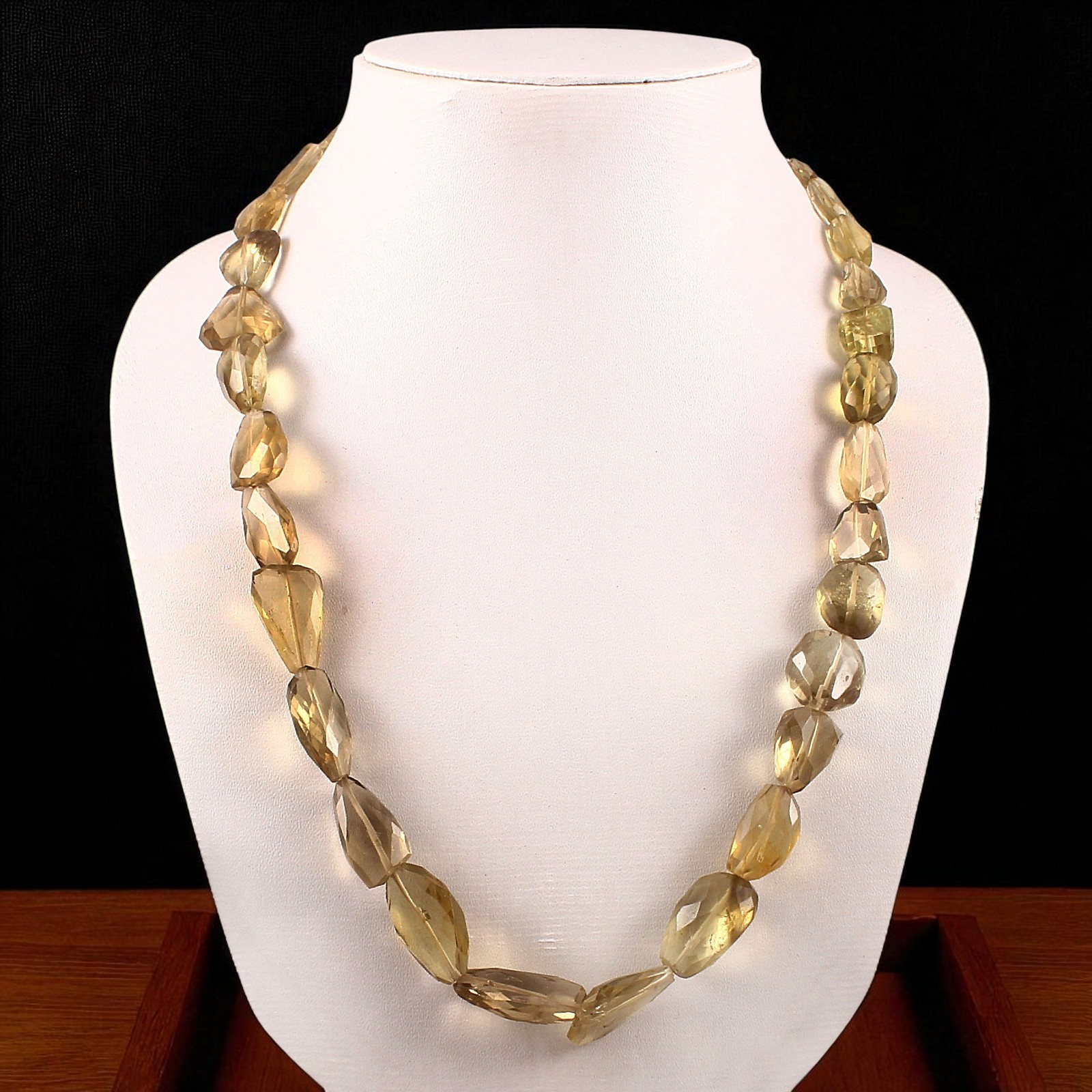 Natural Lemon Quartz nuggets shape beads Gemstone Necklace for women