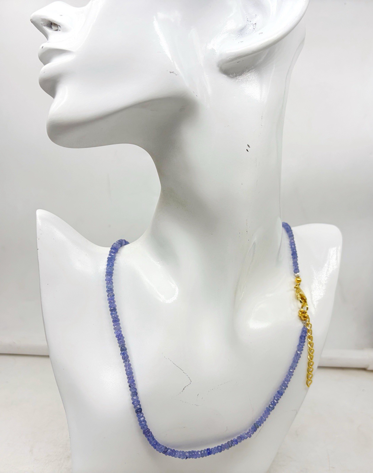 Natural Tanzanite Necklace 20” 4–5mm Faceted Gold Plated Clasp