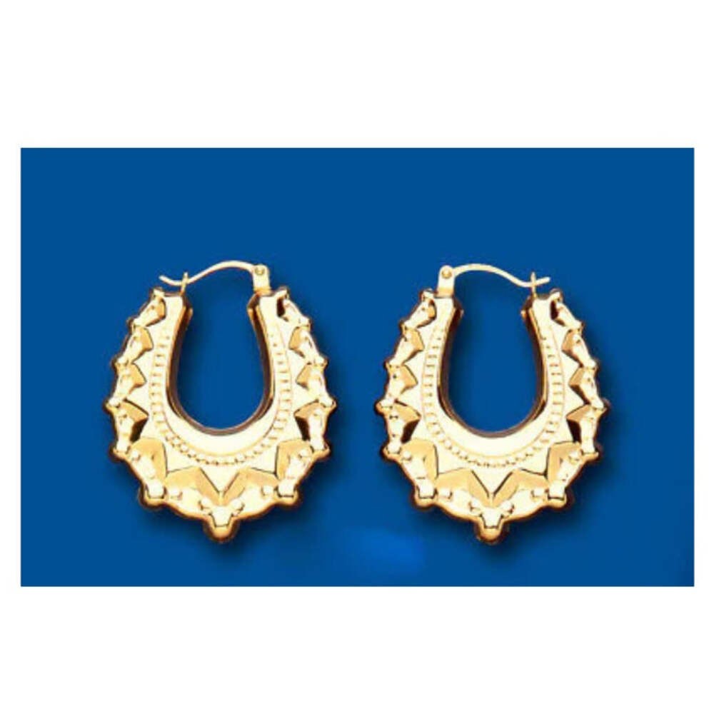 Gold Creole Hoop Victorian Style Hoops Yellow Gold 21 x 28mm