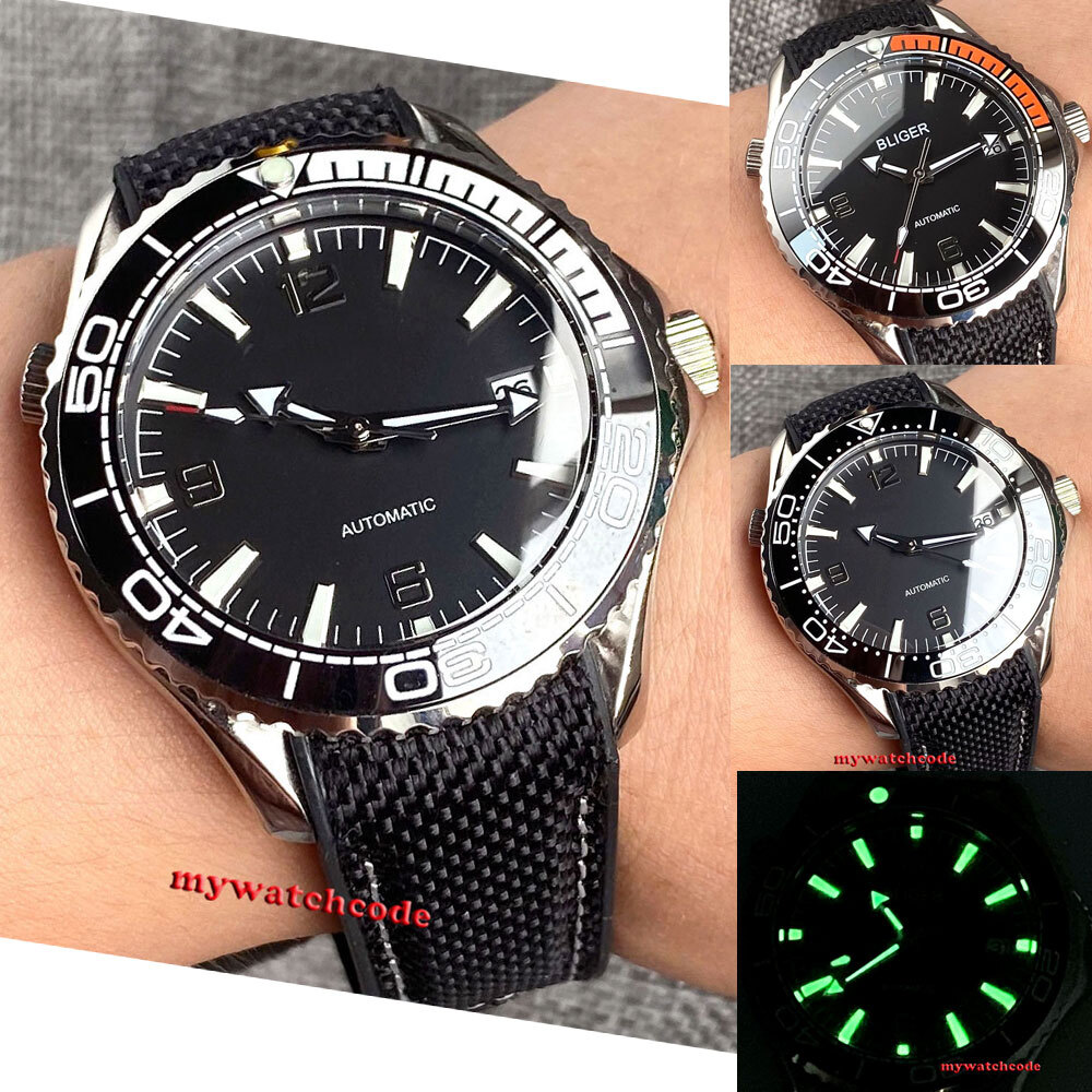 41mm Bliger Black Dial Sapphire Glass 24 Jewels NH35A automatic mens watch