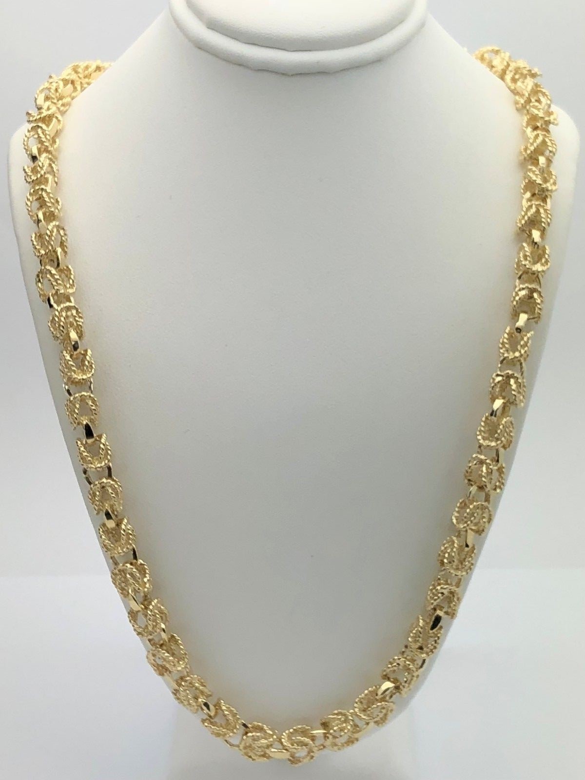 10k Yellow Gold Solid Turkish Link Chain Necklace 24″ 7mm 74 grams