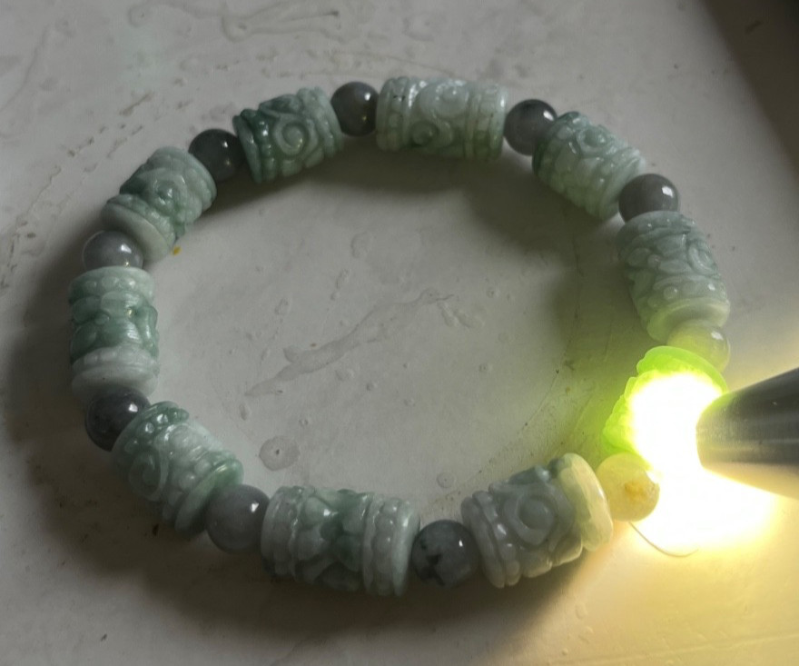 Natural Burmese Jadeite Bracelet Type A Hand-Carved Barrel Beads 184.25ct Myanma