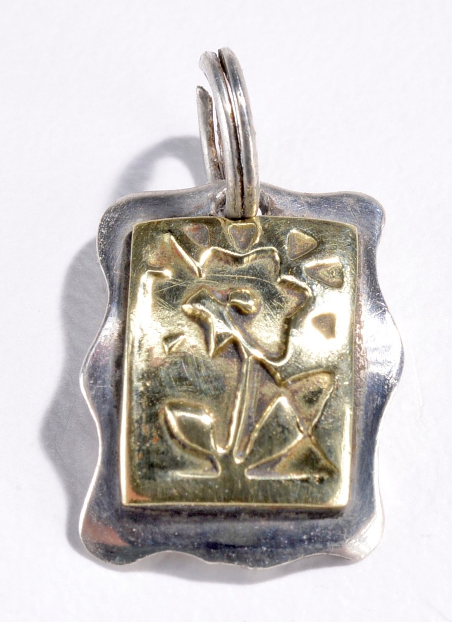 Sterling Silver/Gold Flower Bracelet Charm – Marked FF