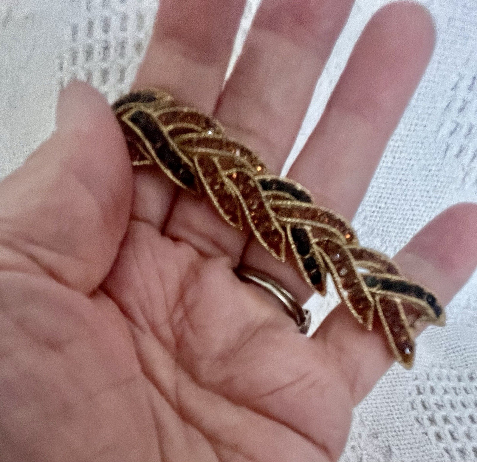 Vintage Demi-Parure Trifari Cavalcade Bronze, Black Rhinestones